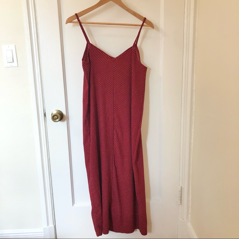 Mango red maxi dress with white polka dots size M